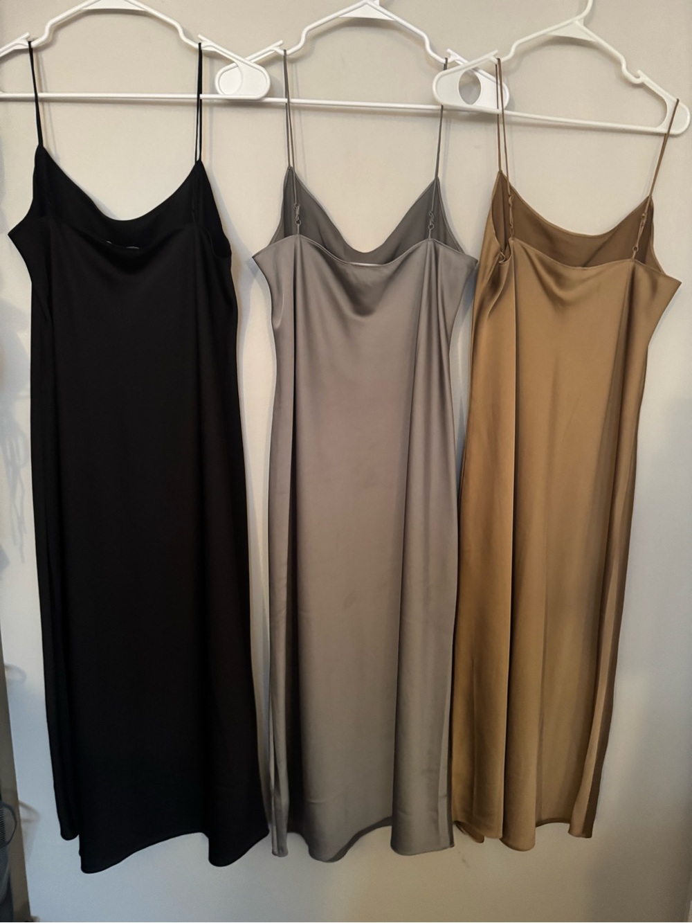 J. Crew Satin Slip Midi Dress in Black, Gray, and Gold - Picture 2 of 2